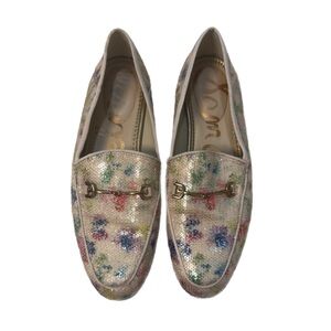 Sam Edelman Old Money Loraine Sunflower Horse-bit Detail Sequin Loafers Size 8.5